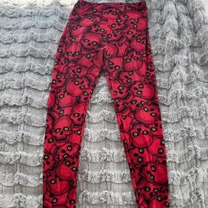 LuLaRoe Red Skull Pattern Leggings